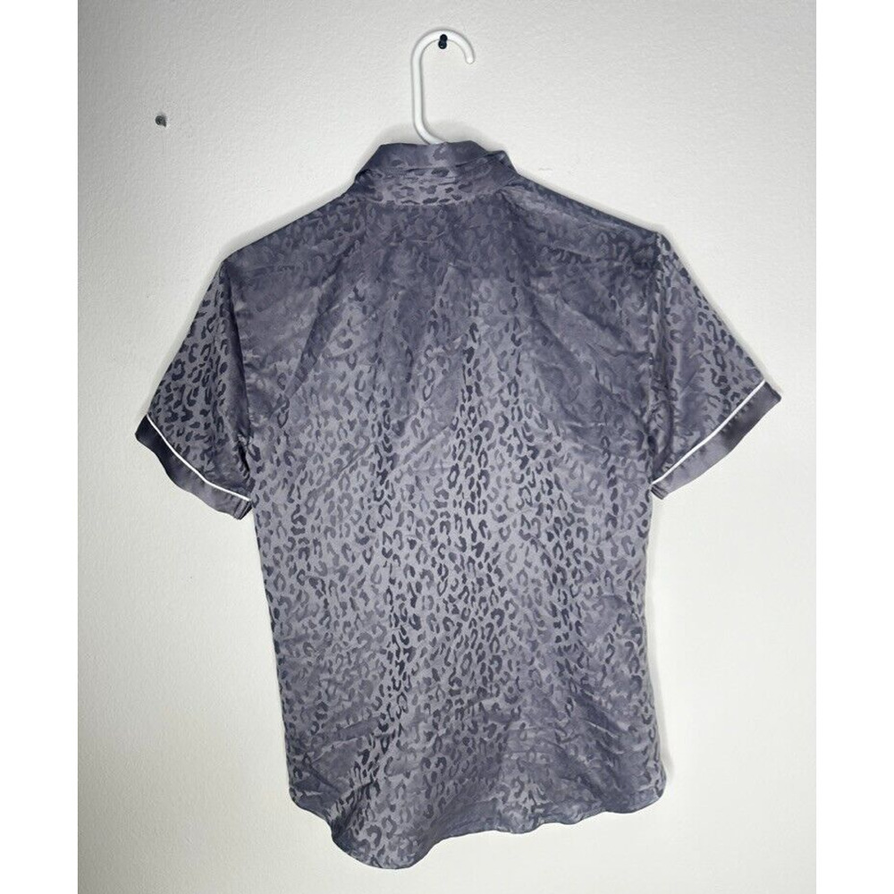 NEW TAGS Victoria's Secret PJ Top Satin Gray Silver Collar Shortsleeve XS/TP - Picture 3 of 12